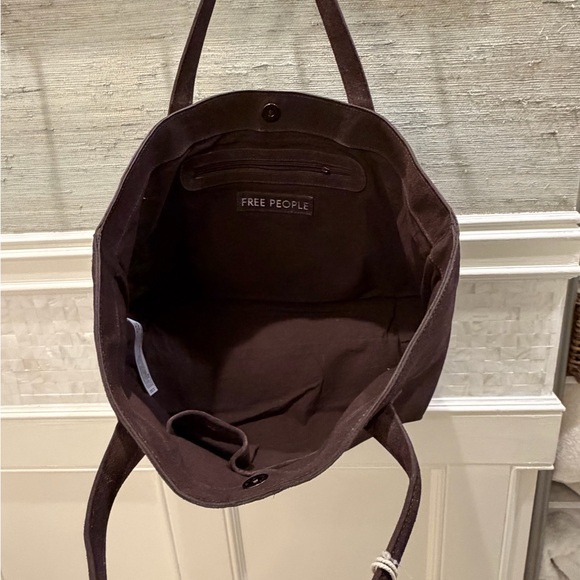 NWT new free people Avery east west suede tote bag chocolate brown - Picture 7 of 17